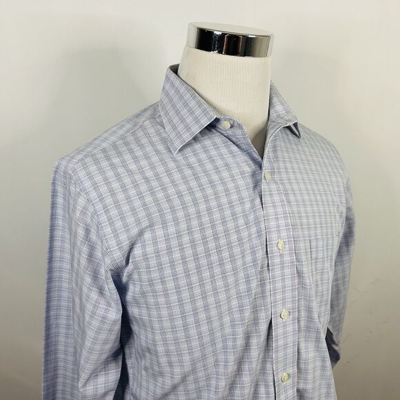 Brooks Brothers 15.5 32/33 Slim Fit Non Iron Dress Shirt Red White Blue Plaid - Picture 1 of 5